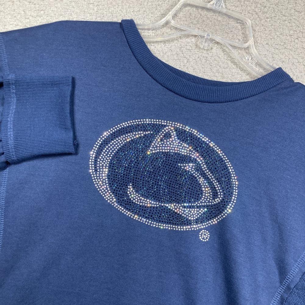 Penn State Sweatshirt Womens XL NEW Blue Rhinestone Nittany Lion Sweater Glam